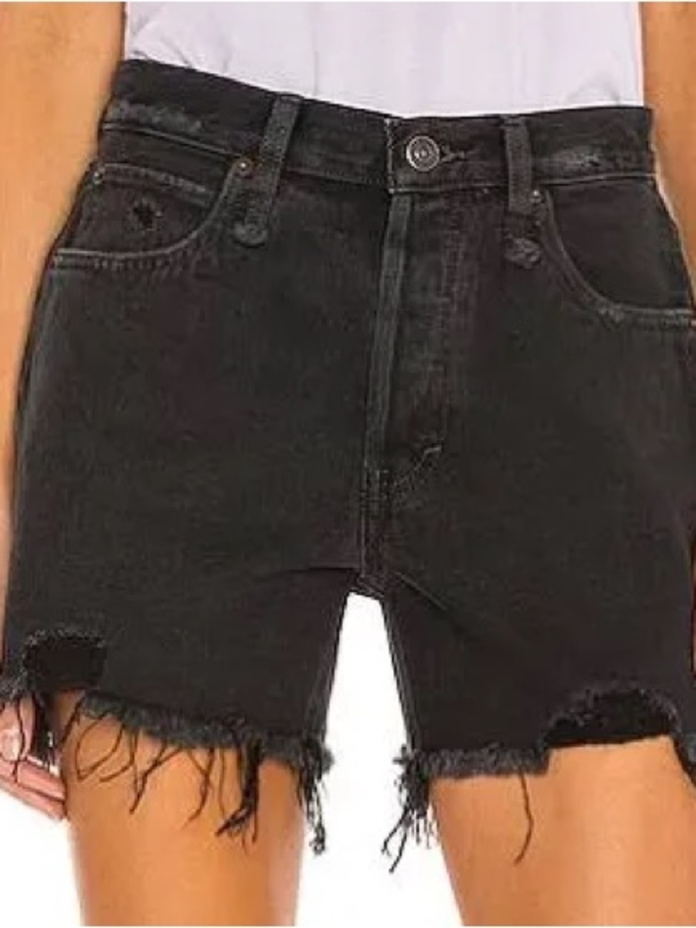 Free People Makai Cut Off frayed hem shorts in black 28 NWT